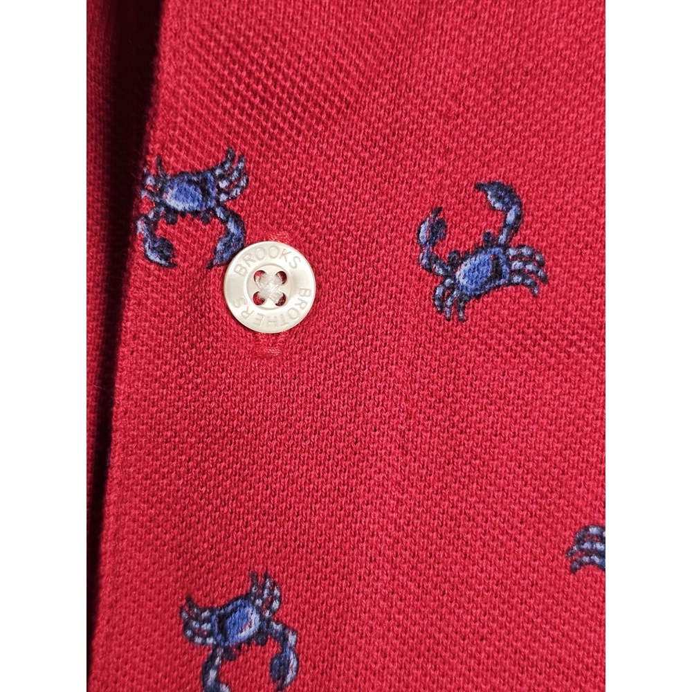 Brooks Brothers 346 Mens Small Red Crab Print Polo Shirt 100% Cotton - Picture 2 of 8